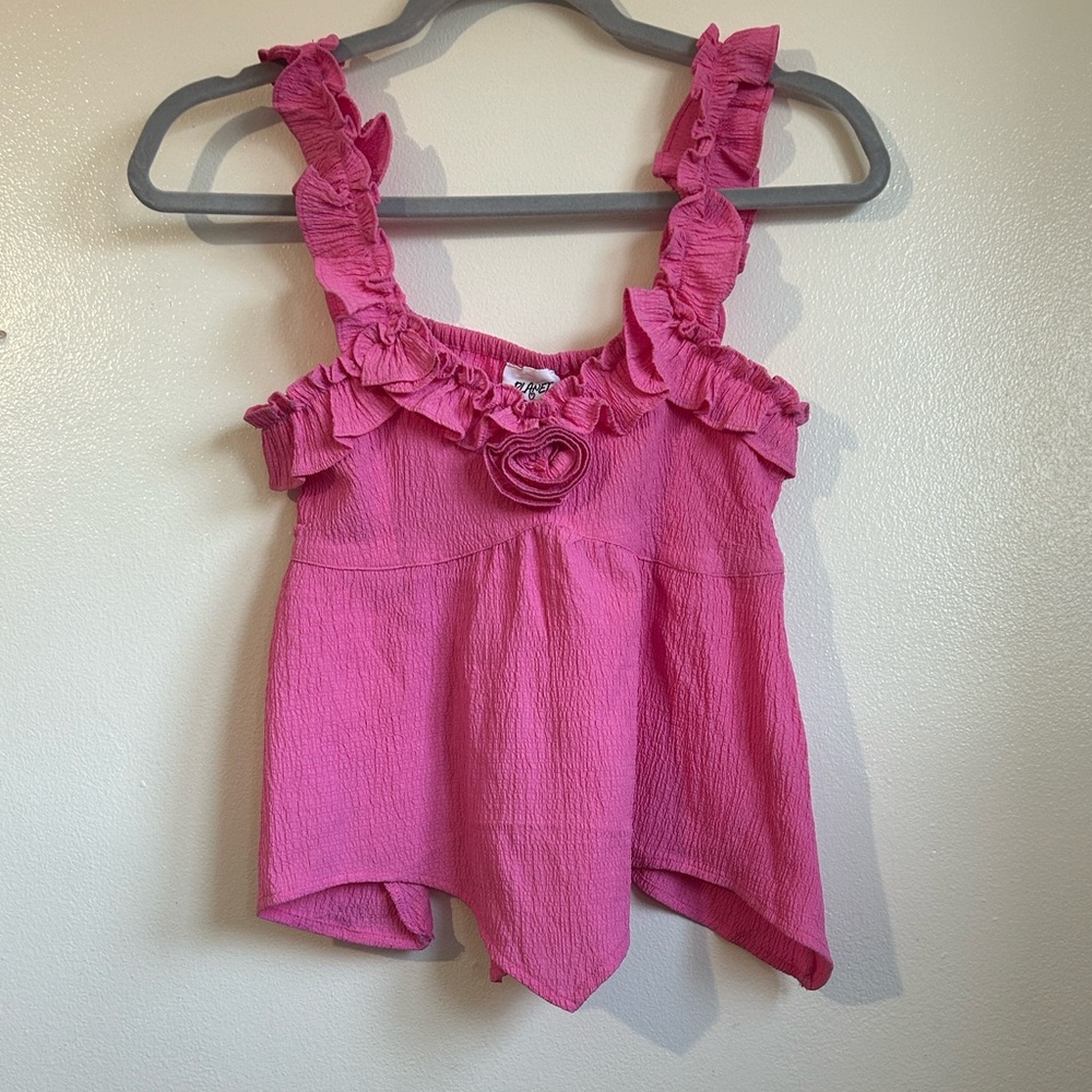 Charming Pink Ruffled Blouse.